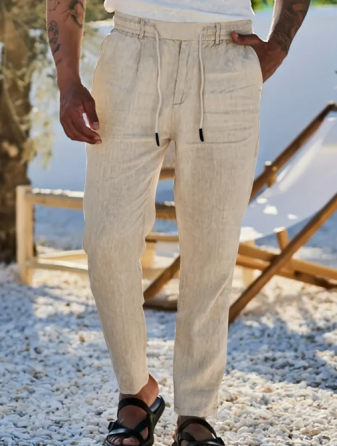 Linen Straight Leg Sports Pants Dubai