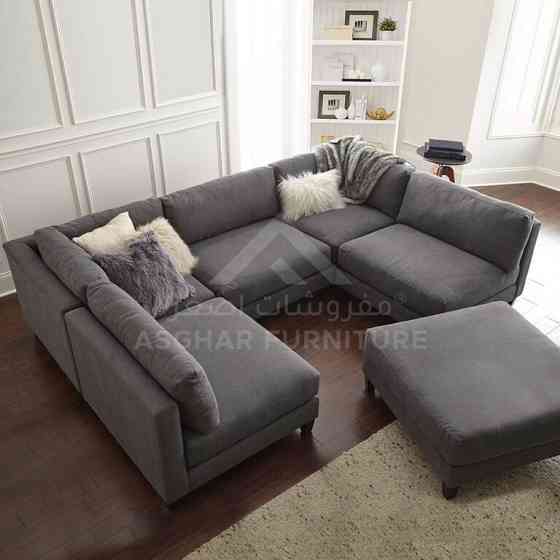 Grey moderate sofa 6 sits Dubai