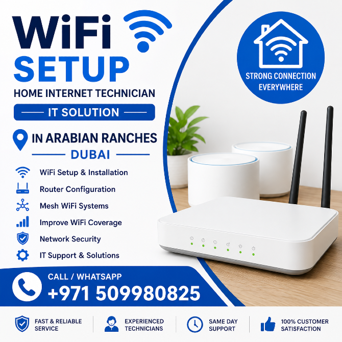 Wifi setup home internet technician arabian ranche Dubai - photo 1